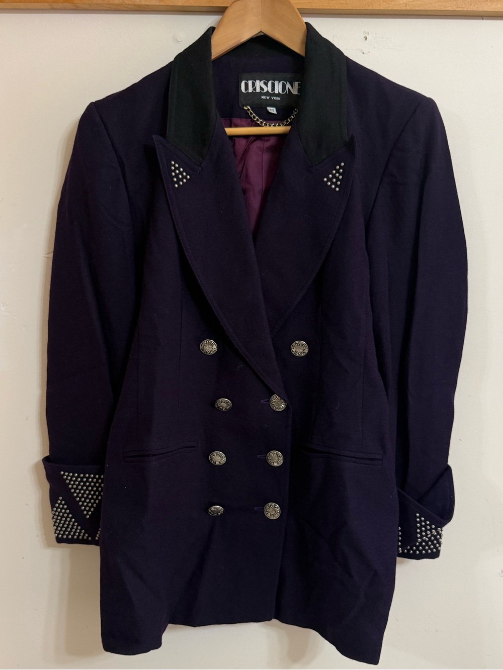 Criscione Purple Double-Breasted Women's Blazer with Stud Detail